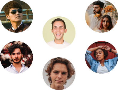 Floating profile pictures of people