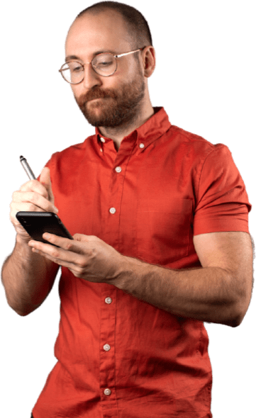 Picture of Jeremy on his phone